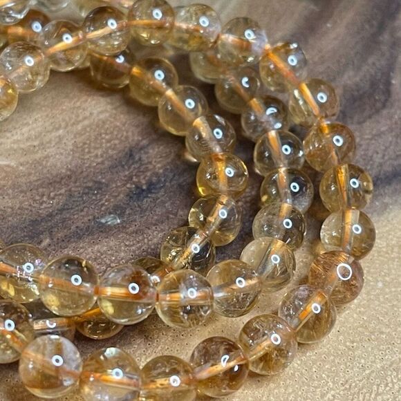 Citrine beaded stretch bracelet ONE NEW reiki meditation crystal healing 7mm - Picture 3 of 9